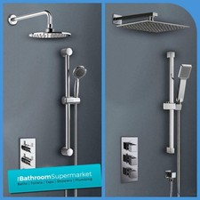 Bathroom Concealed Thermostatic Square/Round Shower Valve Tap Mixer Chrome