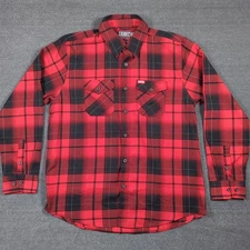 Dixxon Tony Stewart Flannel Shirt Mens XL Red Black Plaid Button Up Racing EUC