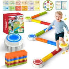15PCS Rainbow Stepping Balance Beam Stones for Kids Toddlers - Indoor & Outdoor