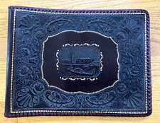 VTG Leather Made In Italy Photo Album Scrapbook Embossed Laced Edge Gilt