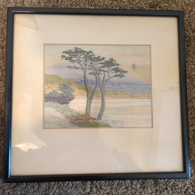 Antique Irish Woolwork Mourne Mountains County Down Framed By Wm. Rodman Belfast