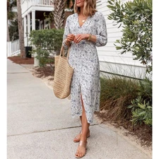 Splendid X 'Cella' Blue Jane Printed Midi Dress Size M