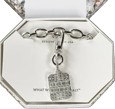 Bomb Party April Necklace "Be Anything But Basic" NK28221 CZ on Rhodium -Dog Tag