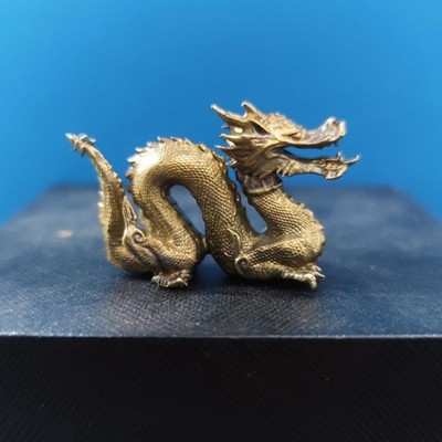 Brass Chinese Dragon Statue Shan Hai Jing Style Feng Shui Office Home Decor Gift