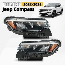 Upgrade to w/LED DRL LED Reflector For 2022-2025 Jeep Compass Headlights Pair