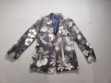 J Crew Women Blazer Jacket M Multicolor Floral Open Front Collared Casual Office