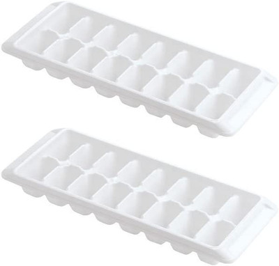 Ice Tray Easy Release White Ice Cube Trays, 16 Cube (Pack of 2), Stackable, Dura