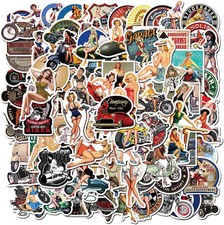 100pcs Sexy Pinup Girl Stickers Retro Motorcycle Girl Stickers Pack For Water
