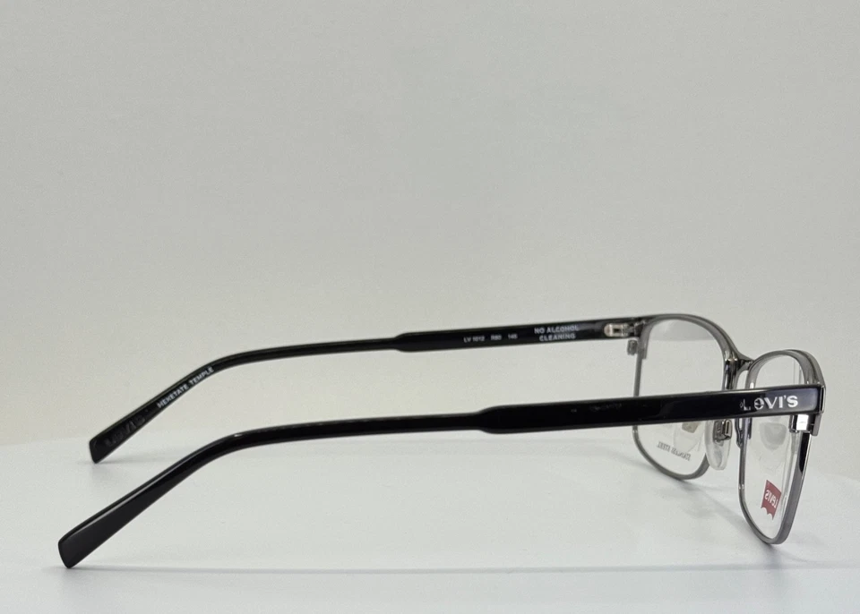 NOVO Óculos Levis LV 1012 R80 Gunmetal Preto Quadrado Aro Completo 55-16-145 B:38 - Imagem 4 de 4