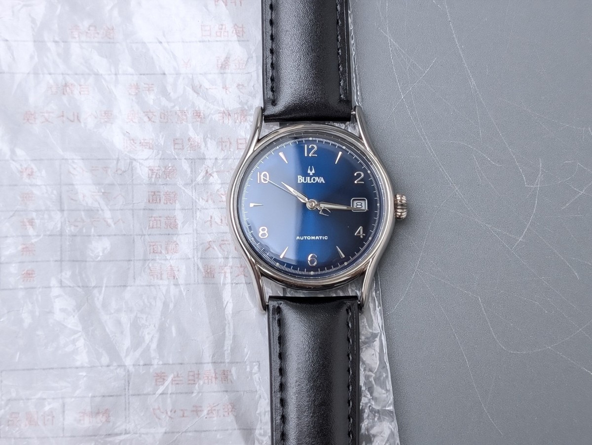 Beautiful! Bulova 46091 Classic Blue Dial 21J Automatic Men's