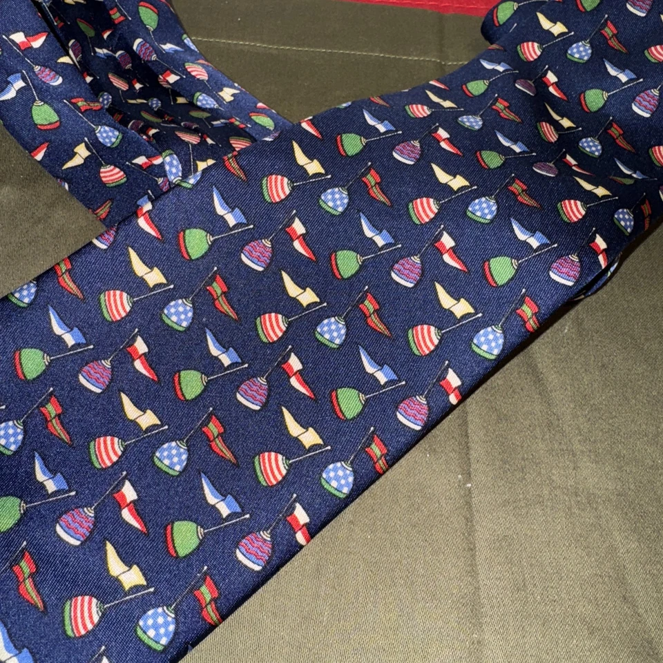 SALVATORE FERRAGAMO VINTAGE BANDERA BOYA MARINA CORBATA DEPORTIVA COLORES NEGROS ITALIA Foto 3 de 4