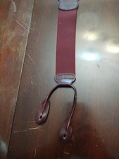 Trafalgar Suspenders Button Braces Burgundy Silver Stripe Leather