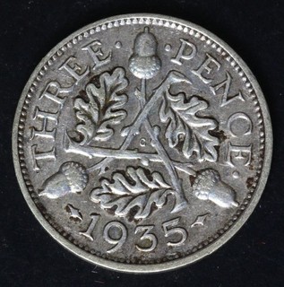 GREAT BRITAIN 3 Pence 1935 Silver 0.500 George V. VF 3927