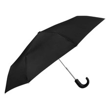 Totes ECO Classic Auto Open & Close Crook Folding Umbrella - Black | 100% Recycl