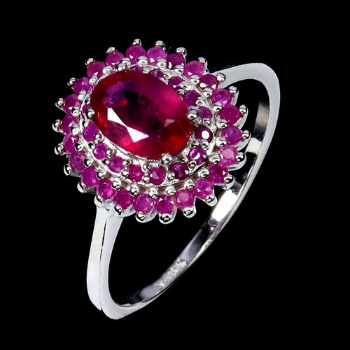 Summer 925 Silver Ring Oval Ruby 7x5mm Ruby Diamond Cut Gemstone Jewelry Sz 7 - Picture 2 of 13