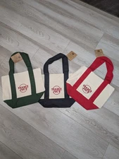 TRADER JOE'S MINI Canvas Tote Bags - Blue, Green, Red, Yellow - NEW w tags