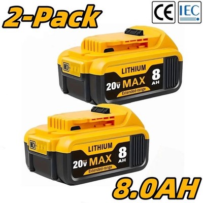 2Pack 20V 8.0AH Lithium Ion Battery For DeWalt 20 Volt Max XR DCB206-2 DCB205-2