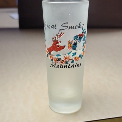 Great Smoky Mountains Tennessee Souvenir Shot Glass Deer Bird Floral Design
