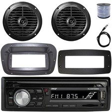 Pyle Single-DIN Boat CD Stereo W/Kit  Adapter Plate, 2x 6.5'' 120W Max Speakers