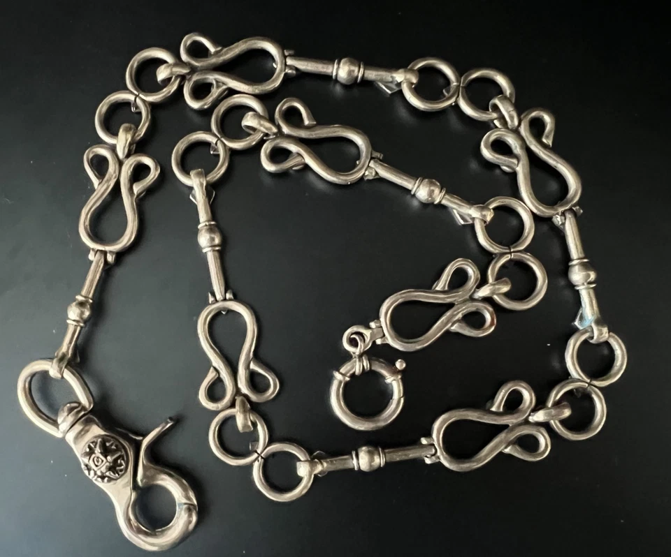 Cartera de motociclista vintage PESADA SÓLIDA ESTERLINA PARA HOMBRE cadena Outlaw punk 147g 26" para hombre Foto 3 de 4