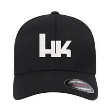 Heckler & Koch HK Logo Embroidered Flexfit Fitted Ball Cap Black Navy Olive Red