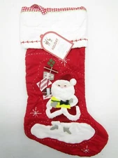 Pottery Barn Kids Jolly Santa with Presents Quilted Christmas Stocking 20"L 8937