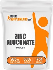 BulkSupplements Zinc Gluconate Powder 500g - 285 mg Per Serving