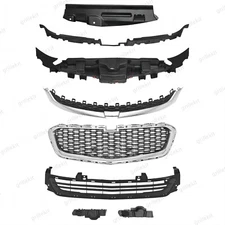 8PC For Malibu 2014 2015 Bumper Radiator Cover Upper Lower Chrome Grille  Kit