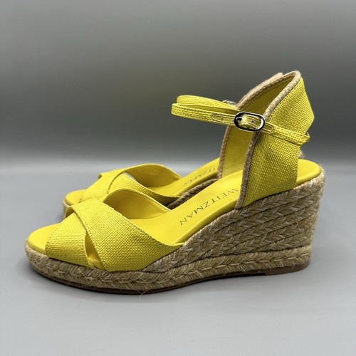 Stuart Weitzman Womens Mirela Espadrille Wedge Sandals Pistachio Yellow Size 8 B - Picture 3 of 11