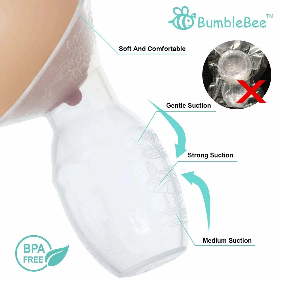 Extractor de leche manual de silicona BumbleBee conjunto portátil 90 ml "tapón cardíaco" Foto 2 de 4