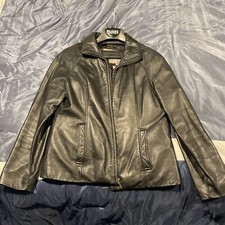 Black Womens L Wilsons Leather Coat Jacket W/ Thinsulate Zipout Excellent Used