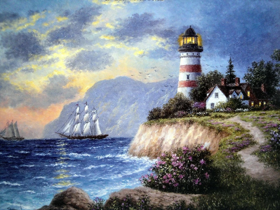 Rompecabezas artístico Dennis Lewan White Cliff Bay faro casa de campo Karmin 1000 piezas 27x20 Foto 2 de 4