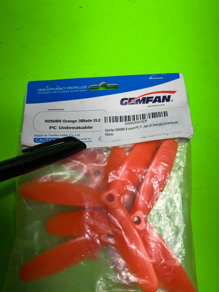 8PCS Gemfan 5050BN 3-Blades Propellers Orange for Racing Quadcopter 4CW 4CCW - Image 3 of 3