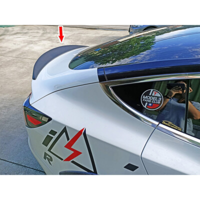 Unpainted FRP For Tesla Model 3 4D Fastback P Look High Kicks Rear Trunk Spoiler