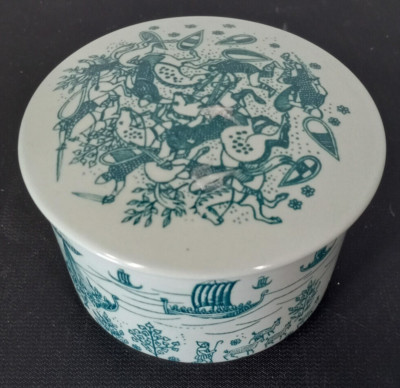 Vintage NYMOLLE Denmark Green Hoyrup Viking Trinket Box Limited Edition 495