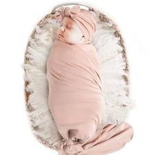 Baby Girl Newborn Receiving Blanket with Headband Set Baby Millenial Pink