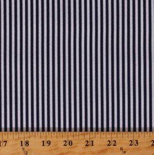 Cotton Navy 1/8" Stripes Striped on White Fabric Print by the Yard D148.13