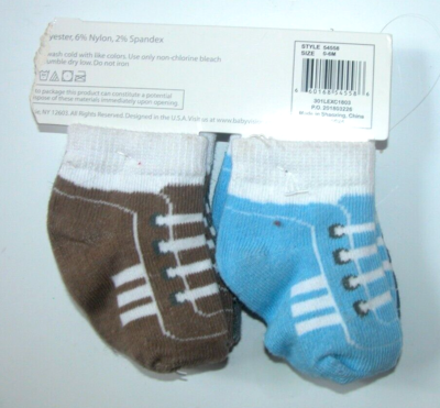 シュガー NEW Infant Hudson Baby 4 pair Sport Socks Blue Gray Brown 0-6 mo