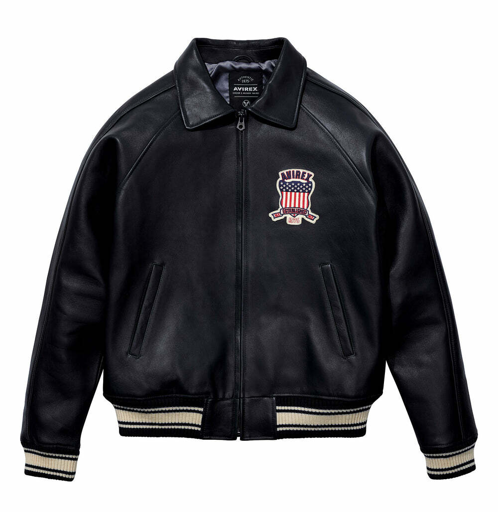 AVIREX U.S.A. CLASSIC ICON LEATHER JACKET IN BLACK SIZE AVIREX U.S.A. CLASSIC ICON LEATHER JACKET IN BLACK SIZE
