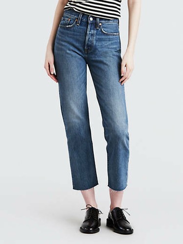 New Levis Womens Blue Button Fly Wedgie Straight Ankle Denim Jeans Size 23  x 28 | eBay