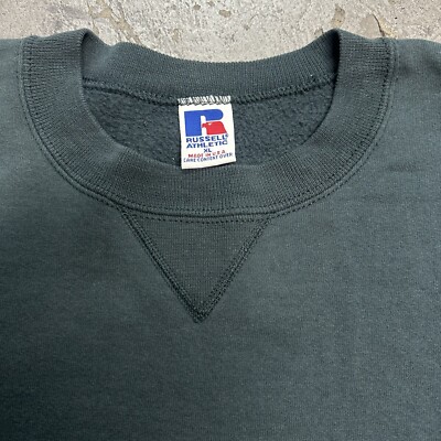 Vintage 90s Russell Athletic Green Sweatshirt XL Made In USA Kanye