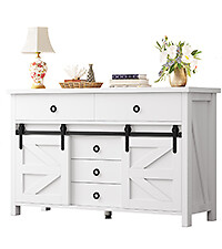 TAUS Farmhouse Dresser for Bedroom with 5 Drawers Wood Rustic Dresser Organizer