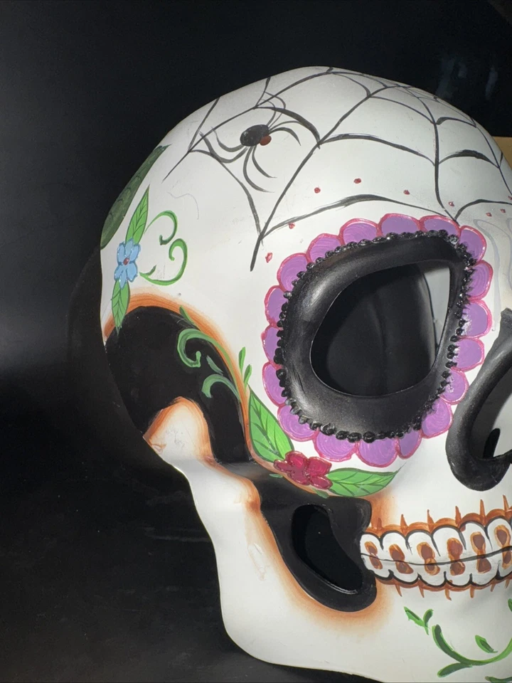 Day of the Dead Full Face White Skull Halloween Masquerade Mask with Heart - Image 2 of 4