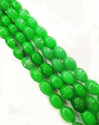 28Pcs/Strand 14x10mm Green Malay Jade Oval Six Angle Rice Beads 15.5'' QQ771