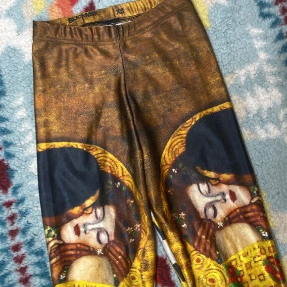 BlackMilk Gold Black Gustav Klimt The Kiss Leggings xs - Image 2 of 4