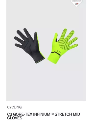 Gore-Tex  Gortex GOREWear Infinium Cycling Stretch Mid Glove XXL 100520 SHI Free