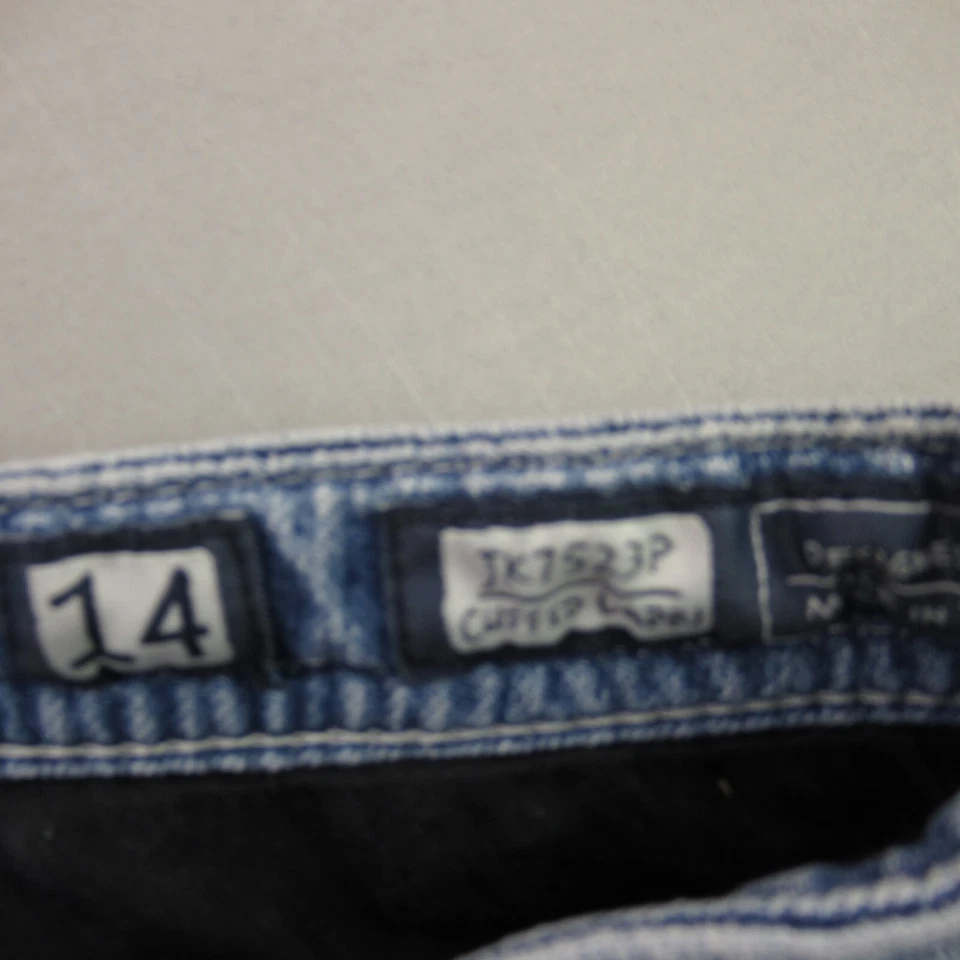 Pantalones de mezclilla Miss Me para niñas 14 bolsillos informales 5 bolsillos al aire libre con puños Capri Foto 3 de 4