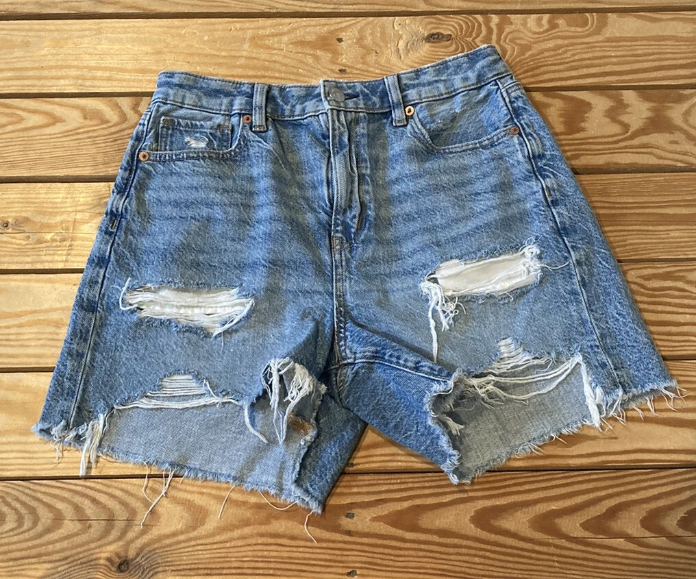 American eagle Women s Baggy Mom Shorts Size 2 Blue Sf22