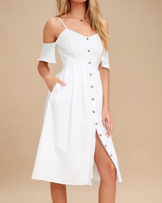Lulus White Off-the-Shoulder Midi Dress Size XL 0555 | eBay