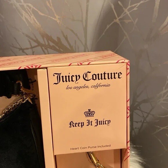 NWT Juicy Couture Shoulder Handbag Gift Set Black Liquorice Rhinestone